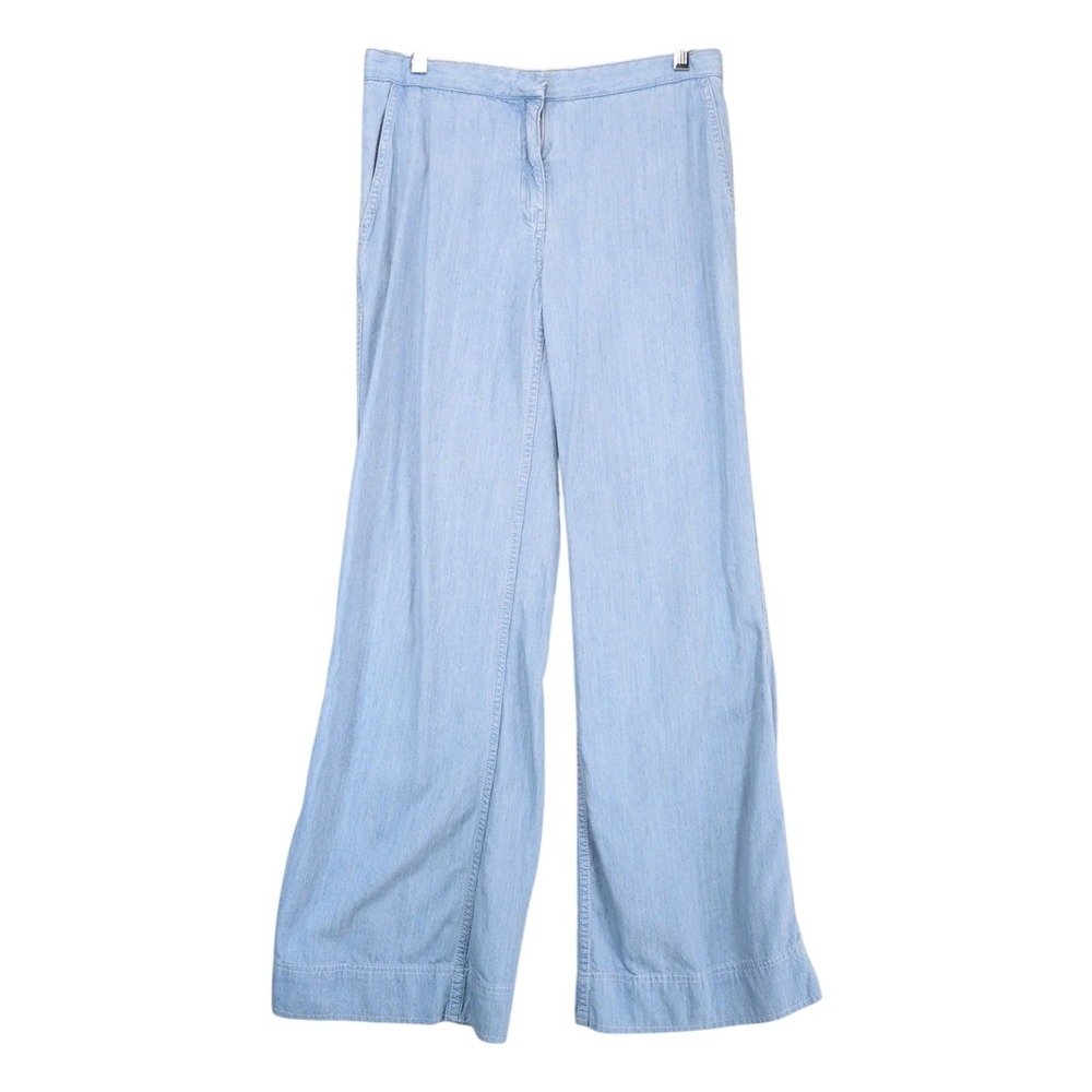 Diane von Furstenberg Katara Blue Chambray Wide-Leg Pants Womens 4 29x29" Casual